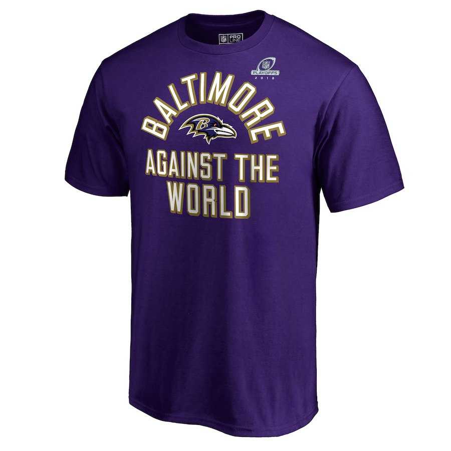 Men's Ravens Purple 2018 NFL Playoffs Against The World T-Shirt,We sell and wholesale Men's Ravens Purple 2018 NFL Playoffs Against The World T-Shirt on line form chian!